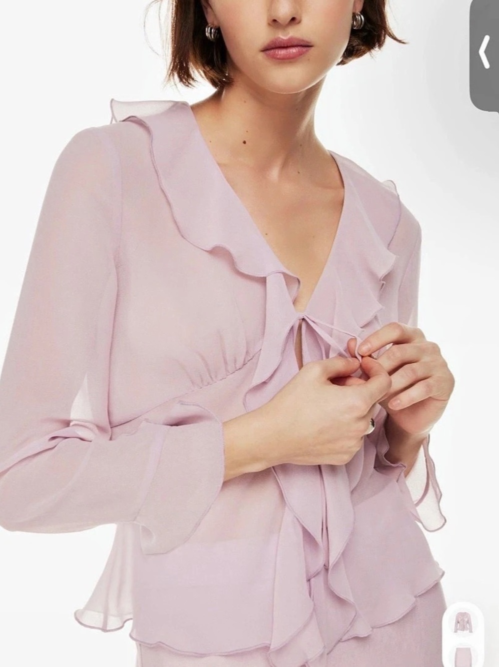 Wilfred Frenchy Blouse Ruffle Tie-Front Pink Small